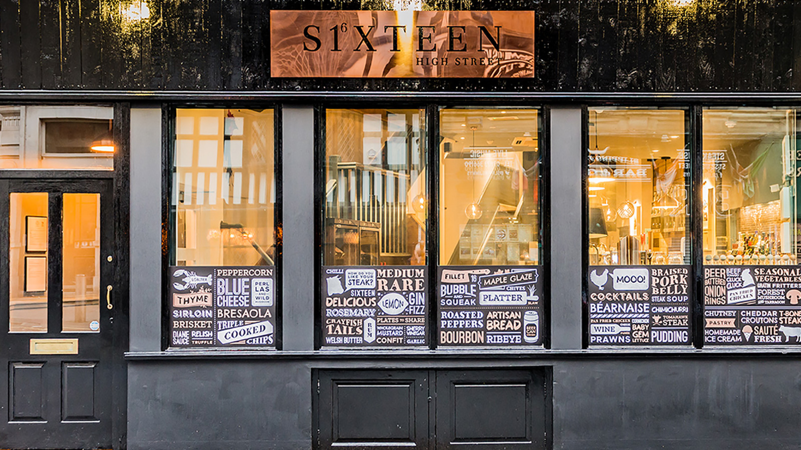 Sixteen High Street | Branding, Menu Design, Signage | Ampersam Studio | Graphic Designer, Cardiff